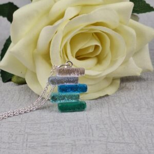 Multi Colour Dichroic Glass Pendant With 925 Silver Chain
