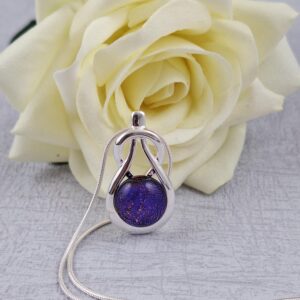 Purple Celtic Knock Dichroic Glass Pendant With Chain