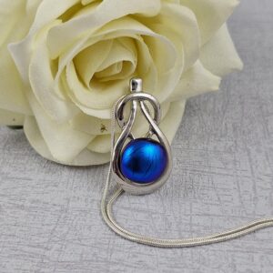 Blue Celtic Knock Dichroic Glass Pendant With Chain