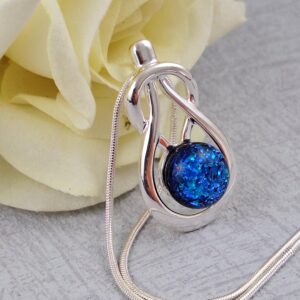 Blue Celtic Knock Dichroic Glass Pendant With Chain