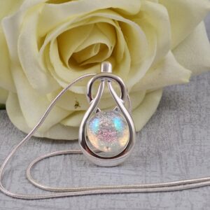 clear rainbow celtic knock dichroic glass pendant with chain