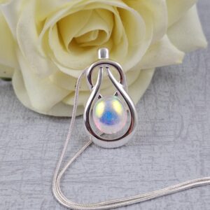 gold and purple celtic knock dichroic glass pendant with chain