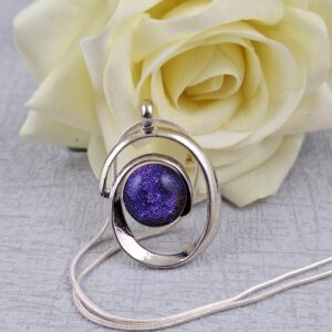 purple pink spiral dichroic glass pendant with chain