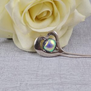 gold purple and blue heart dichroic glass pendant with chain