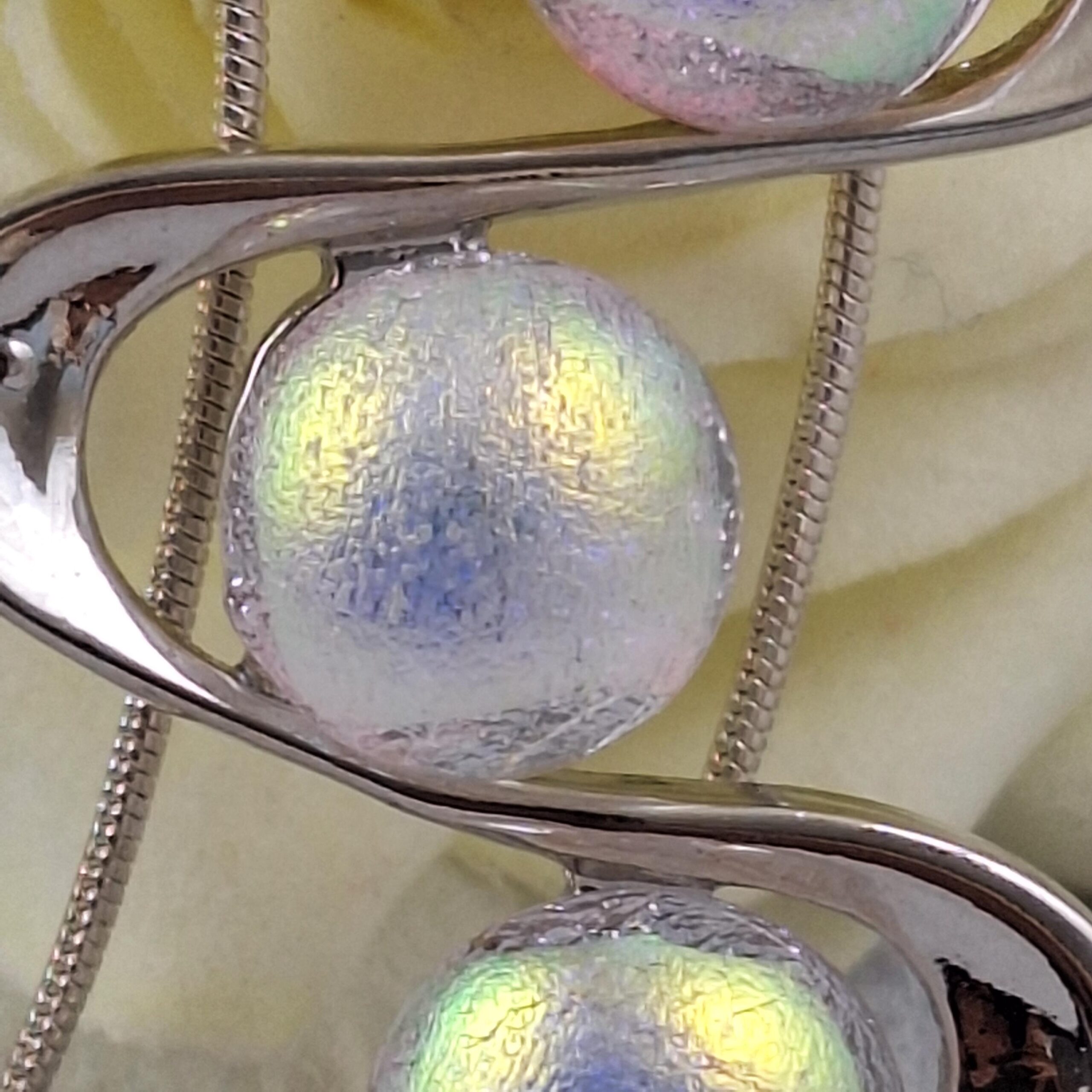 Yellow Dichroic Glass Pendant With Chain - Image 8