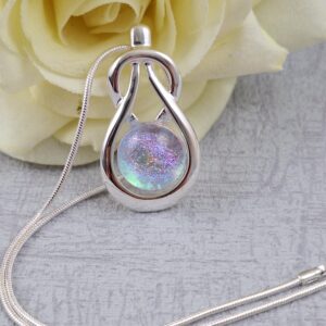 clear rainbow celtic knock dichroic glass pendant with chain
