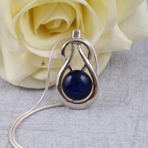 blue celtic knock dichroic glass pendant with chain