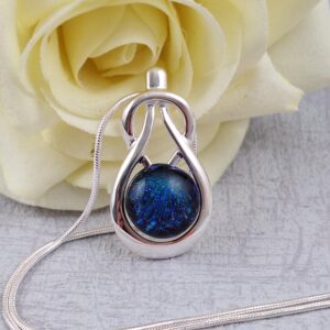 blue celtic knock dichroic glass pendant with chain