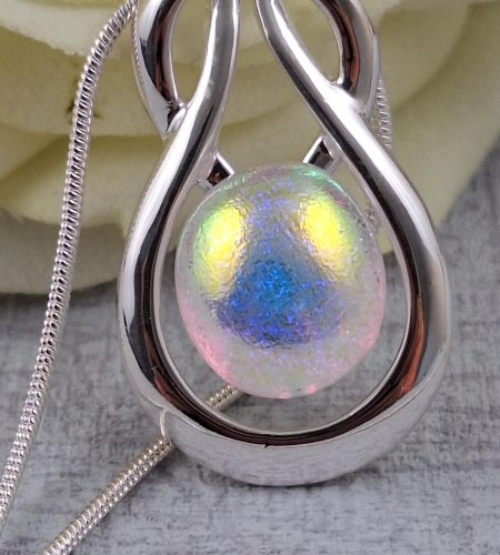 gold and purple celtic knock dichroic glass pendant with chain